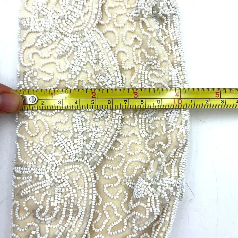 Vintage White Beaded Clutch Bag by Cecile